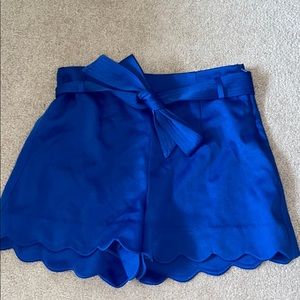 Blue Scallop Hem Shorts